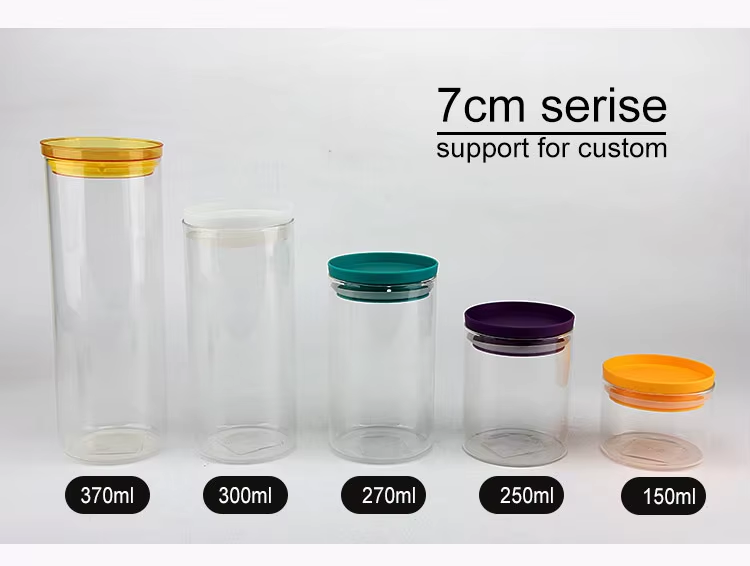 Cheap 8oz borosilicate airtight glass food storage container jars with bamboo lid in bulk
