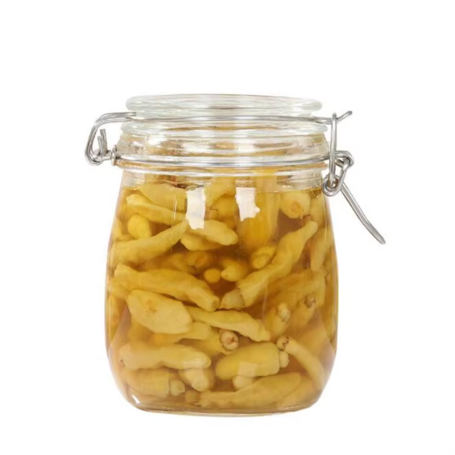 Eco-friendly Airtight Transparent Bottle Glass Storage Jar with  Containers Clamp