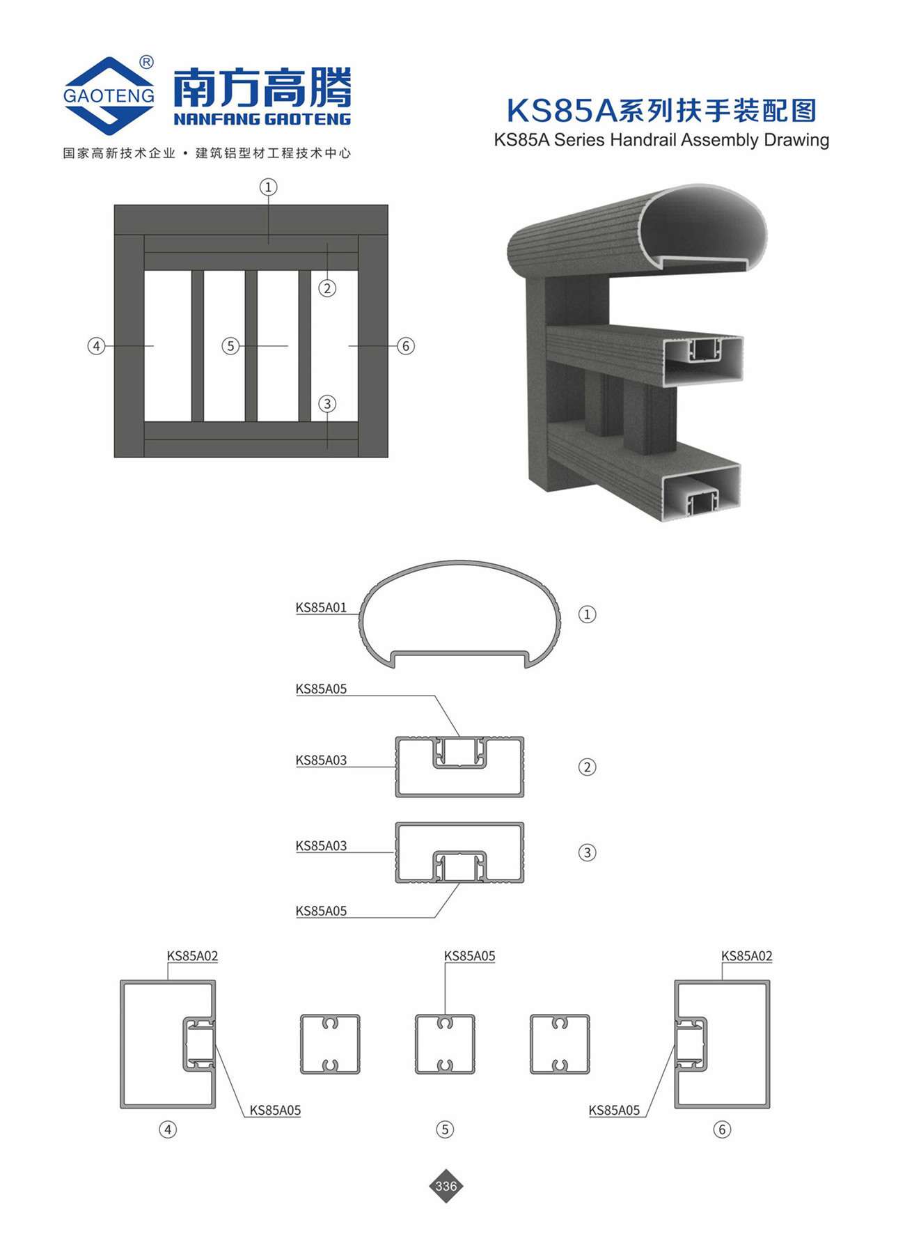KS86 Series Handrail Assembly Drawing