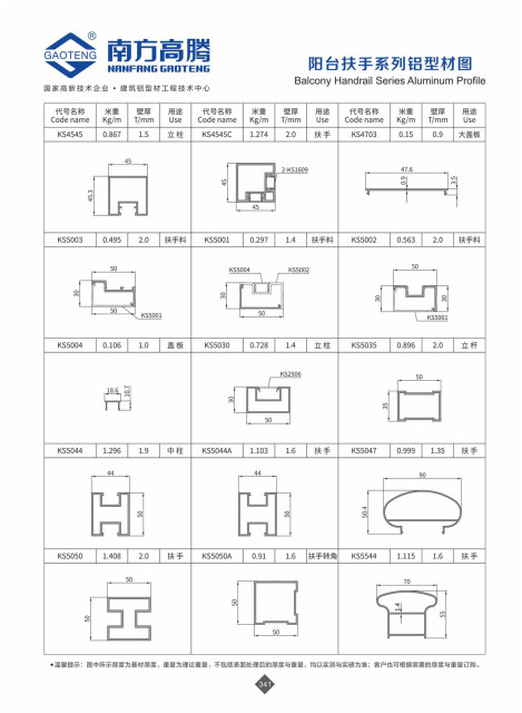 KS86 Series Handrail Assembly Drawing
