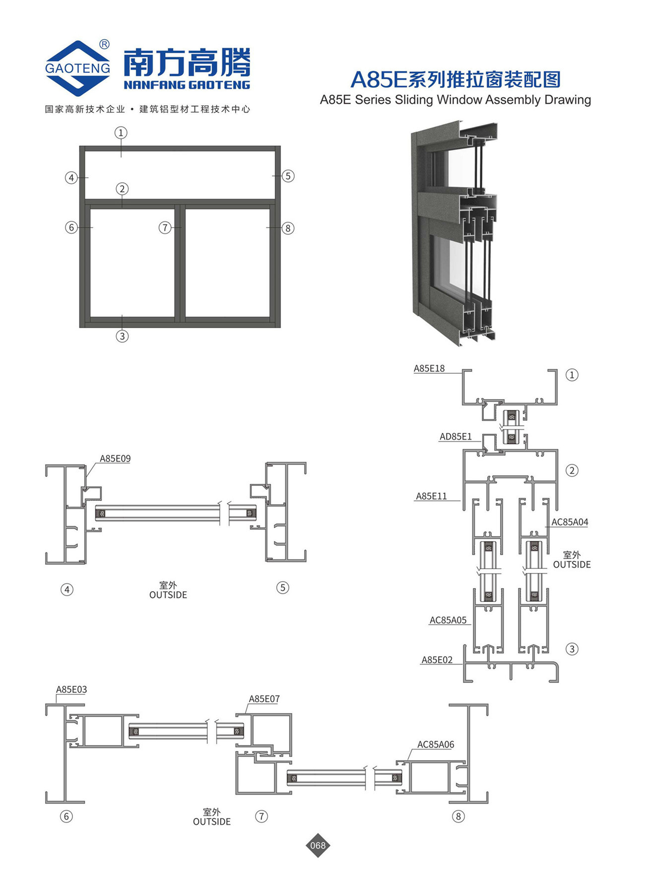A85E Series Sliding Window Profile