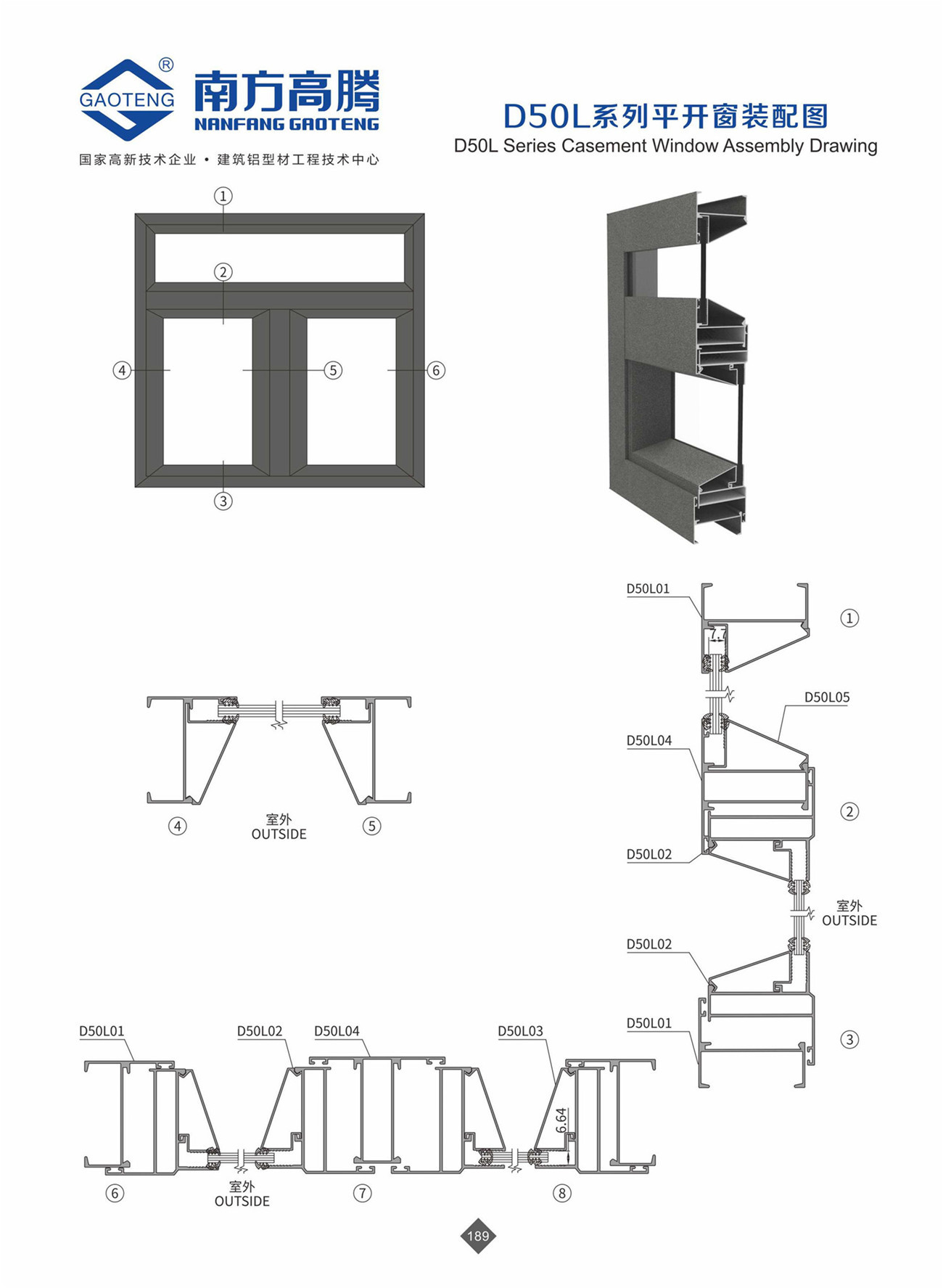 D50L Series Casement Window Profile
