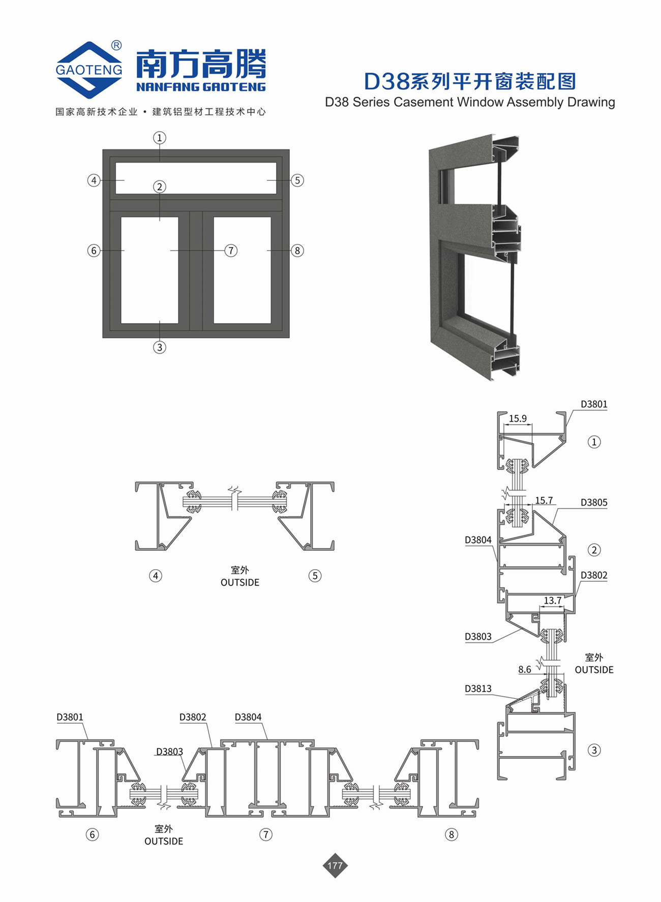 D38 Series Casement Window Profile