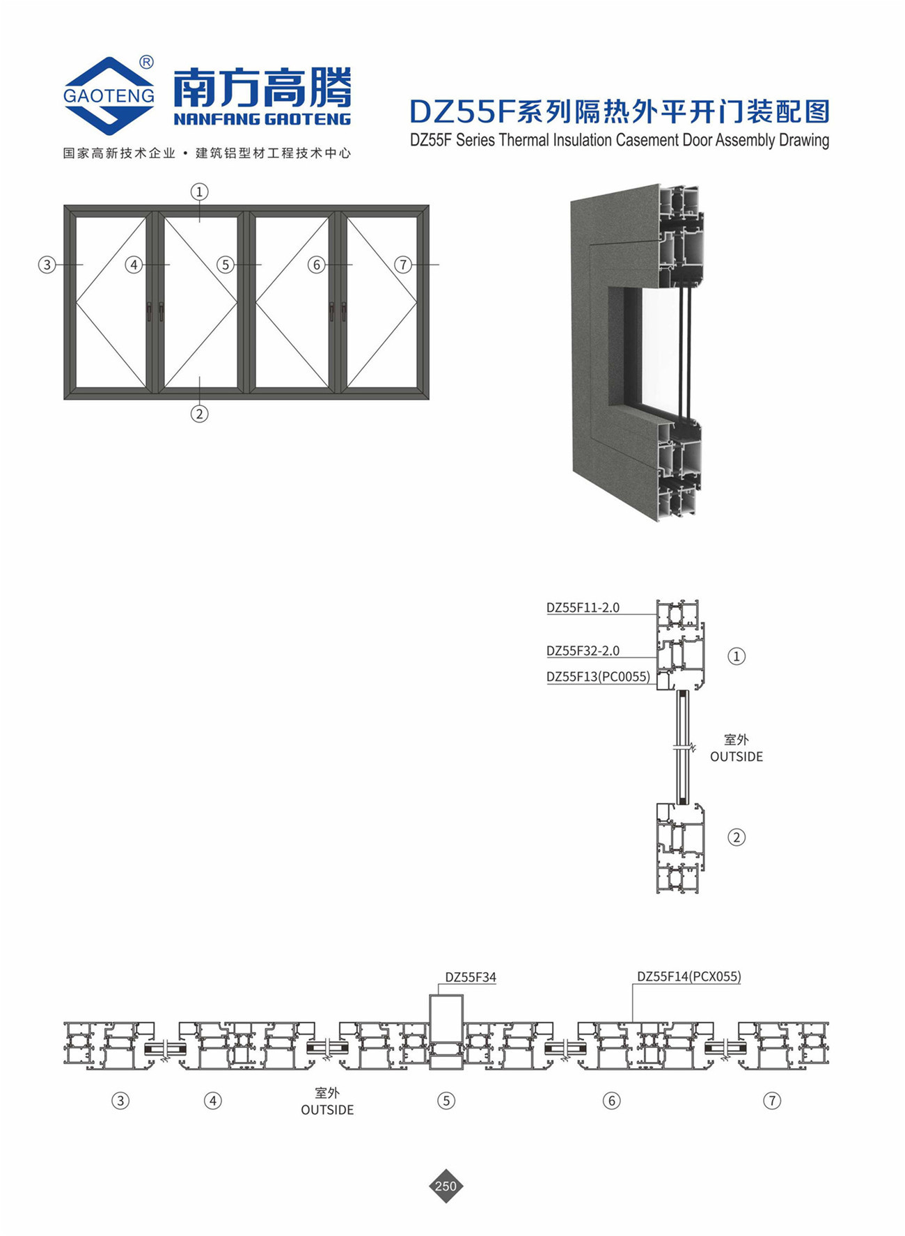 DZ55F Seres Thermal Insulated Casement Windows / Doors Profile