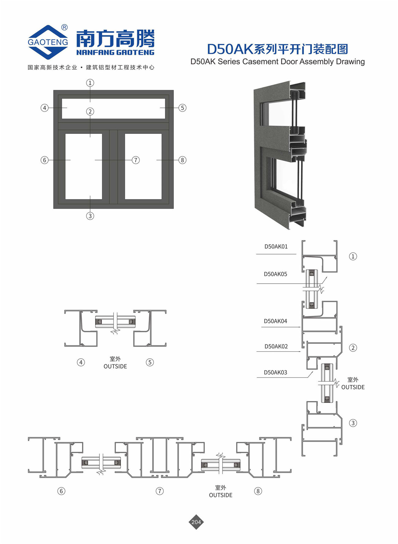 D50AK Series Casement Window Profile