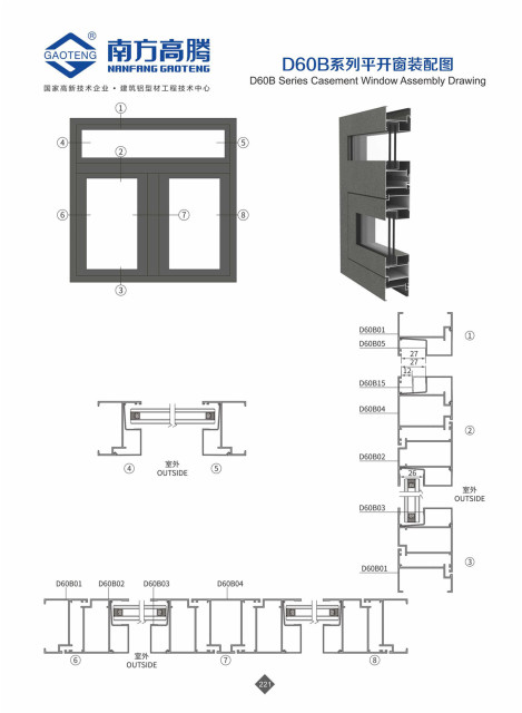 D60B Series Casement Window Profile
