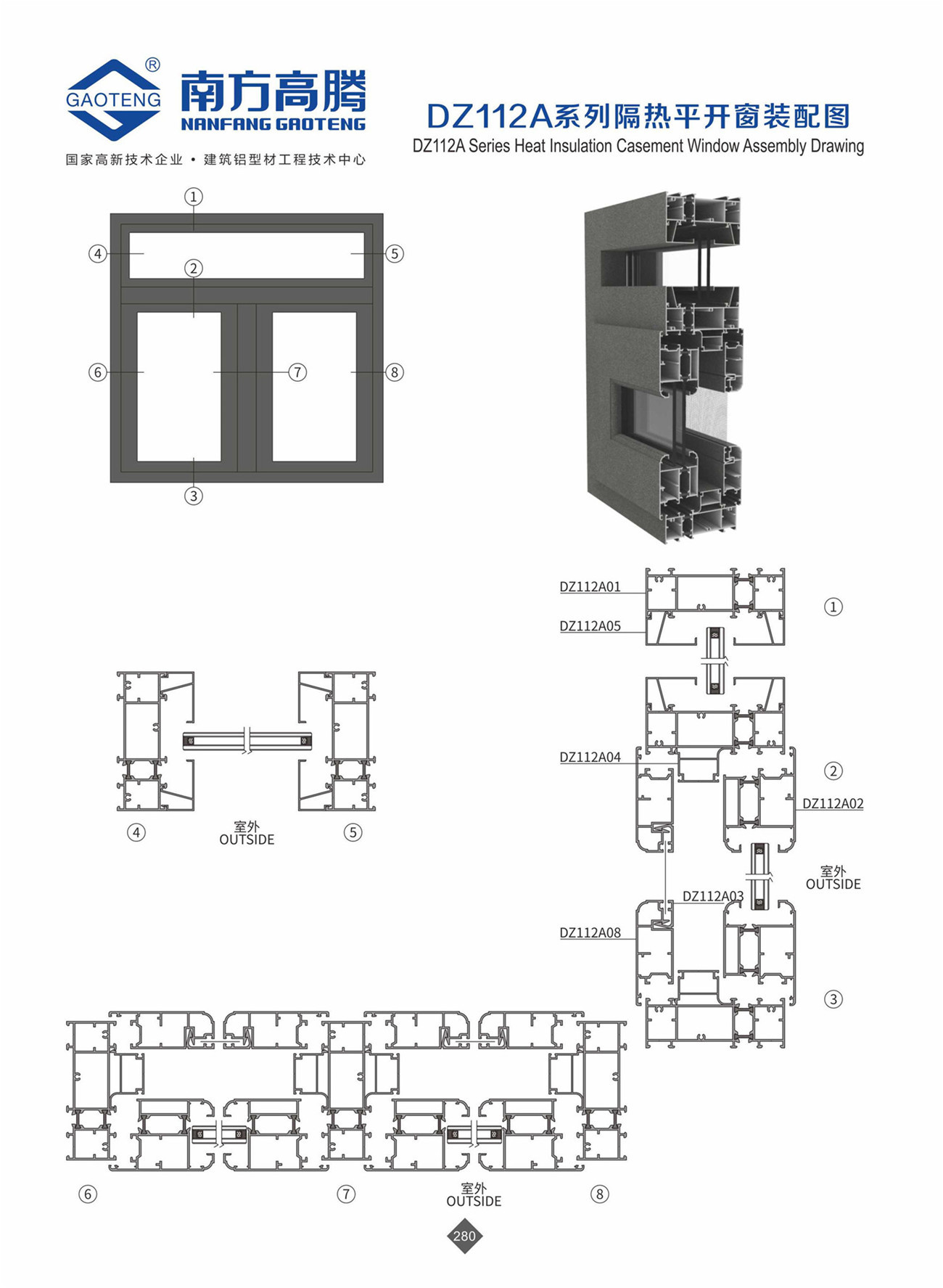 DZ135A,DZ60A Series Thermal Insulation Casement Windoww Profile