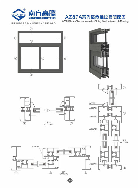 AZ87ASeries Thermal insulation Sliding Window Profile
