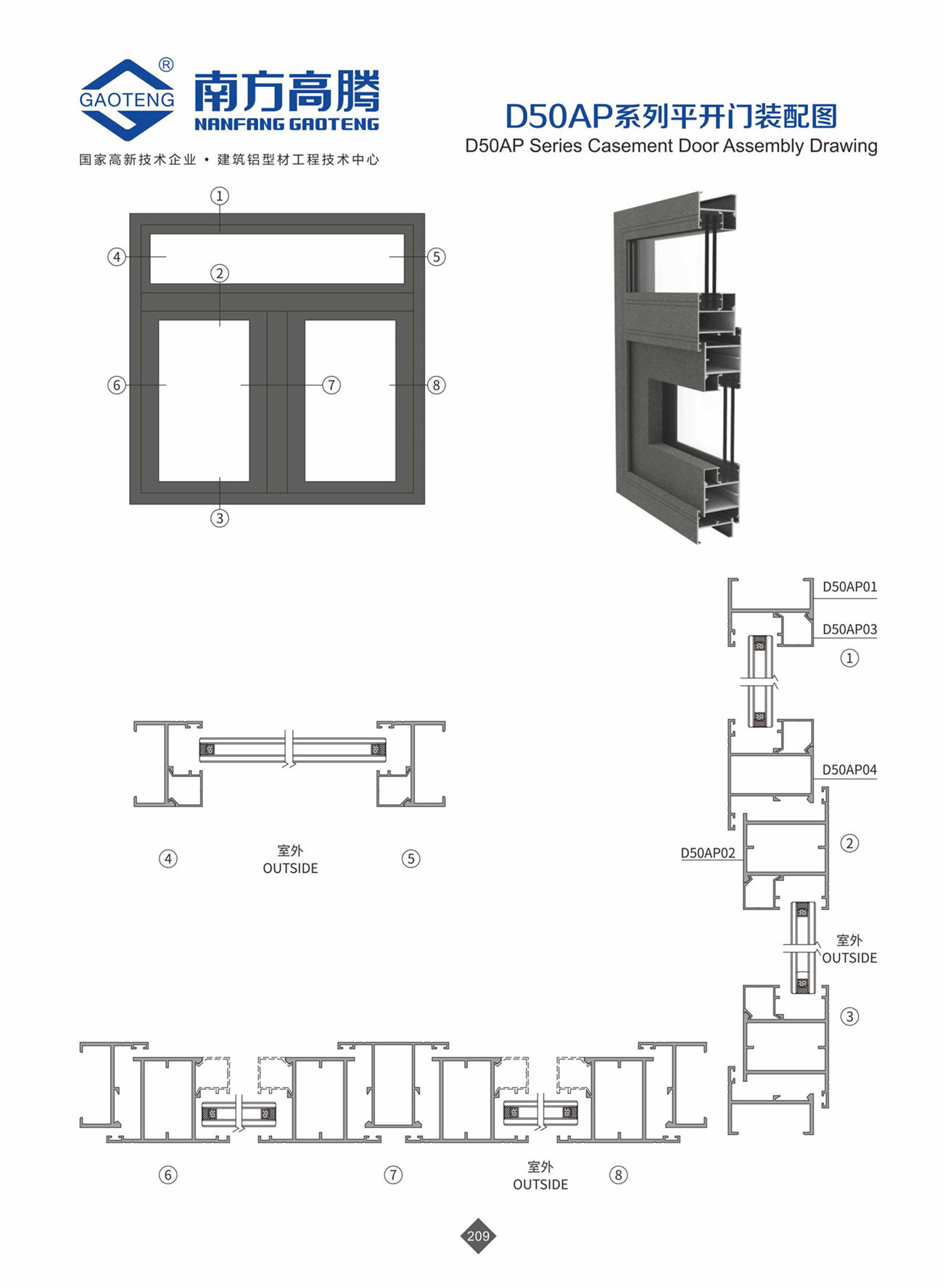 D50AP Series Casement Window Profile