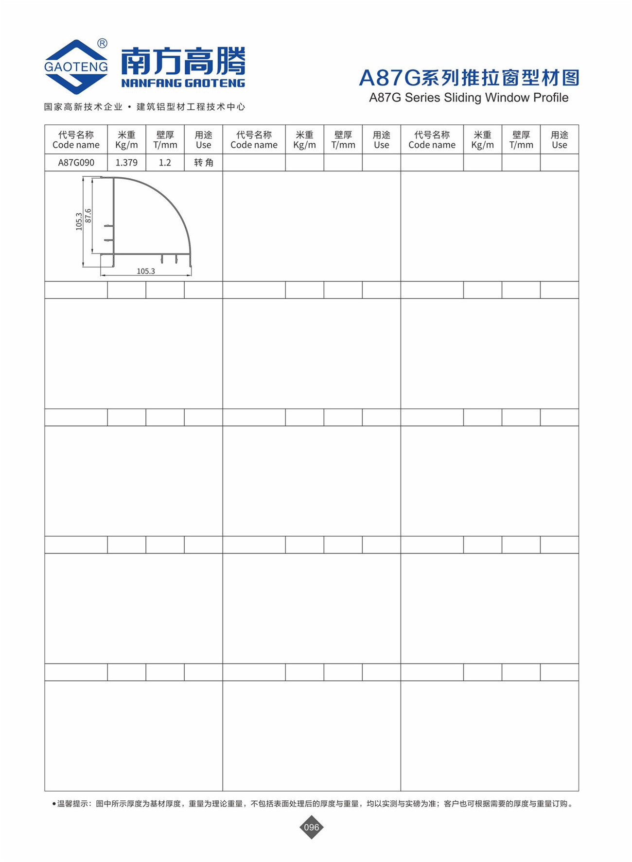 A87G Series Sliding Window Profile