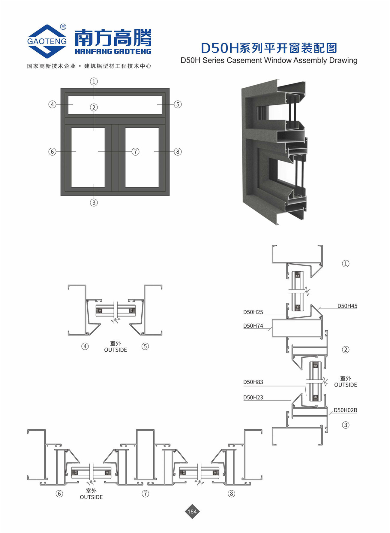 D50H Series Casement Window Profile
