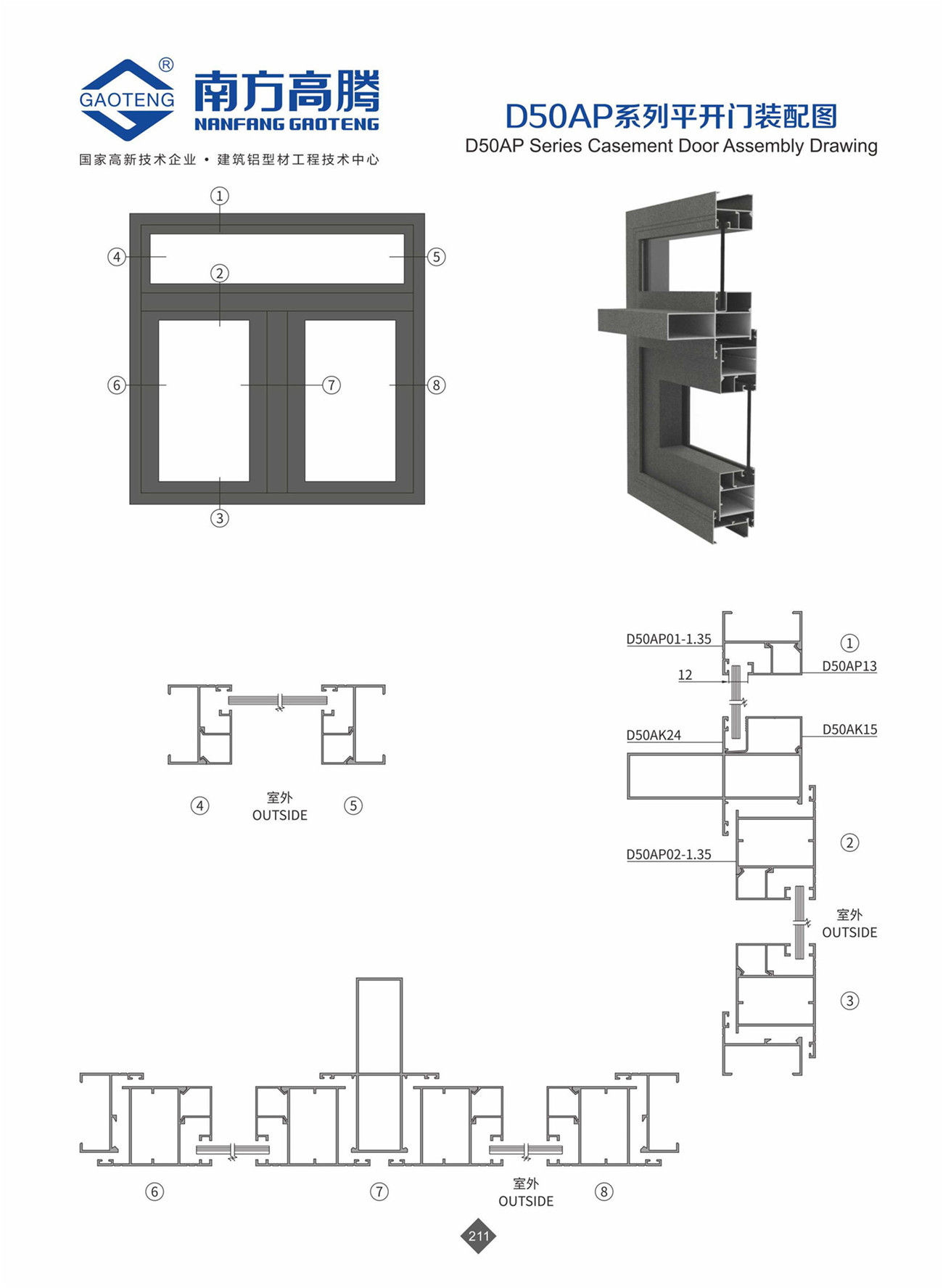 D50AP Series Casement Window Profile