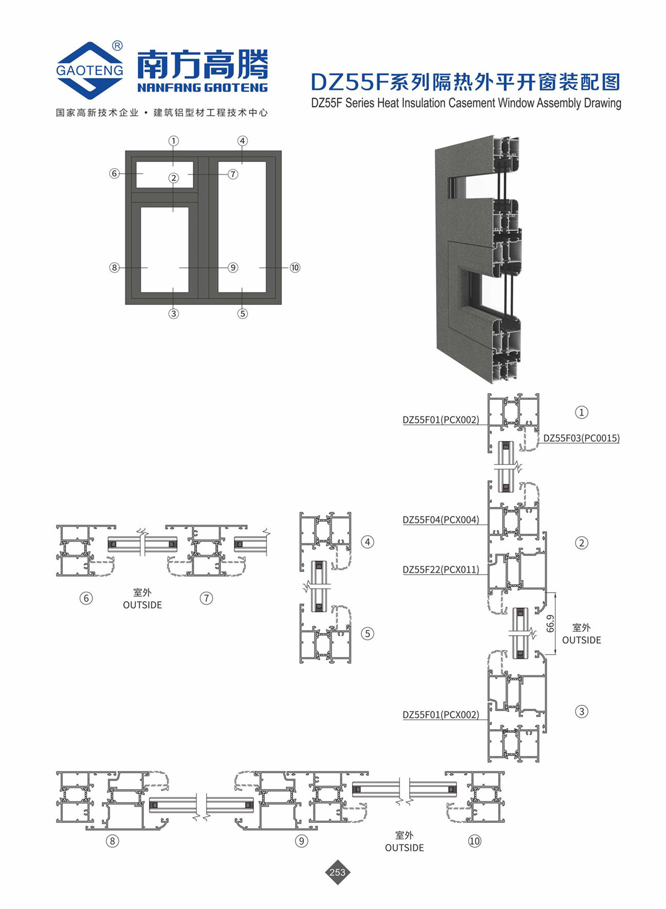 DZ55F Seres Thermal Insulated Casement Windows / Doors Profile