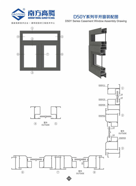 D50Y Series Casement Window Profile