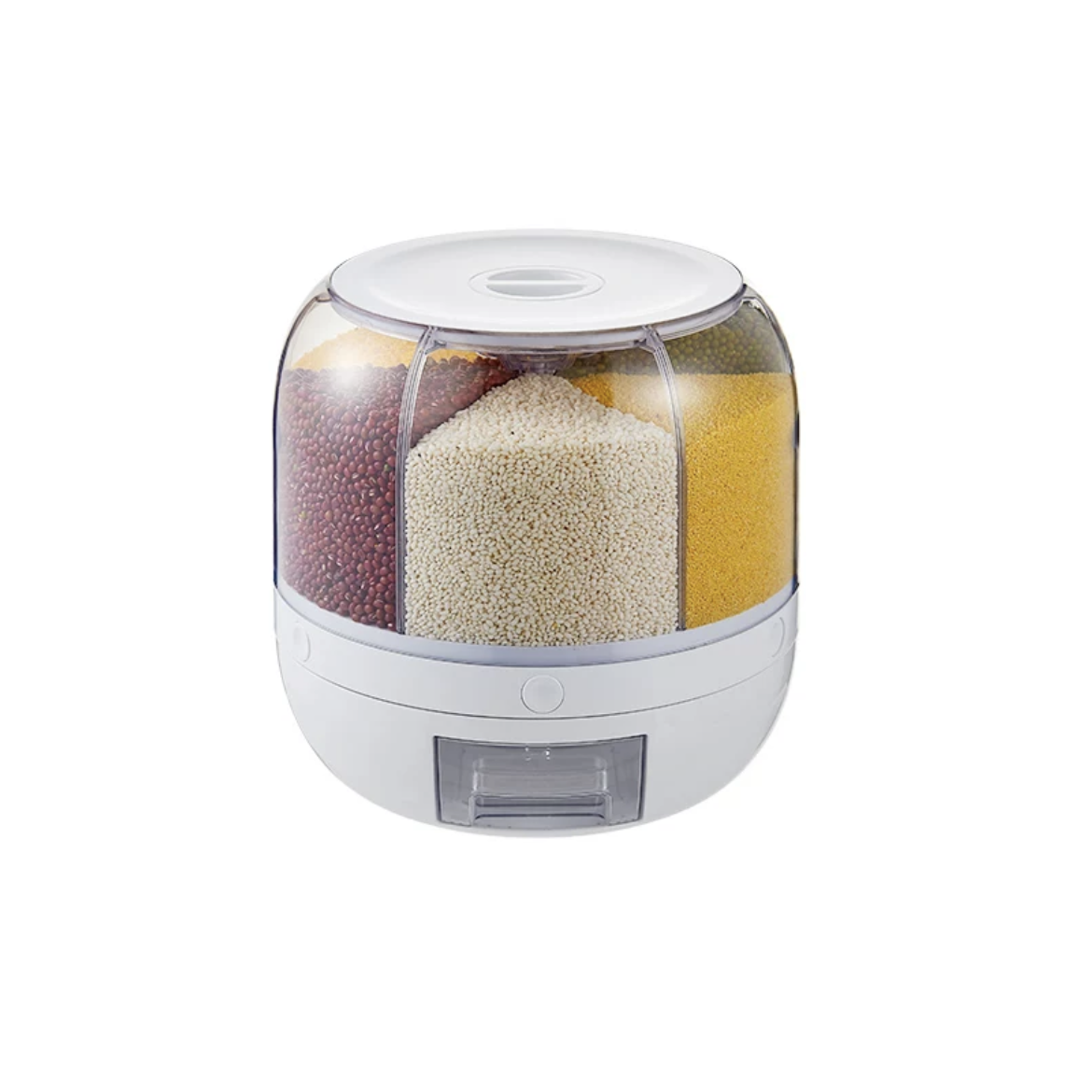 Dispenser de Cereais Giratorio com 6 Divisorias para Graos Cereais Arroz Farinha Feijao