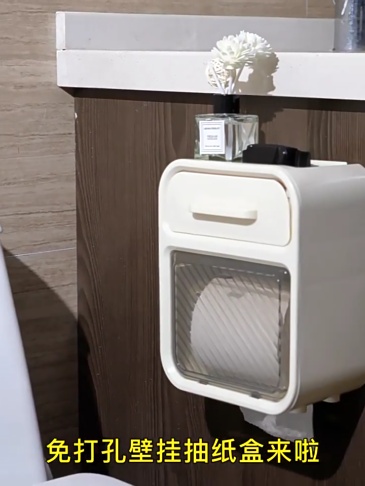 Suporte De Papel ESPOIR , Caixa De Armazenamento De Tecido Higiênico De Plástico Montado Na Parede , Portátil , Sem Perfuração