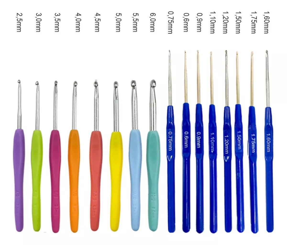 Kit Crochê Completo 16 Agulhas 16Linhas De Algodão Colorida