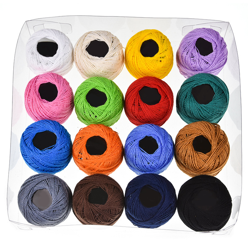 Kit Crochê Completo 16 Agulhas 16Linhas De Algodão Colorida