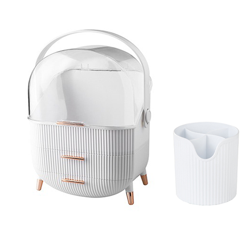 Kit Organizador Maquiagem Cosmético Removivel Classic com Gavetas Espelho LED e Porta Pincéis