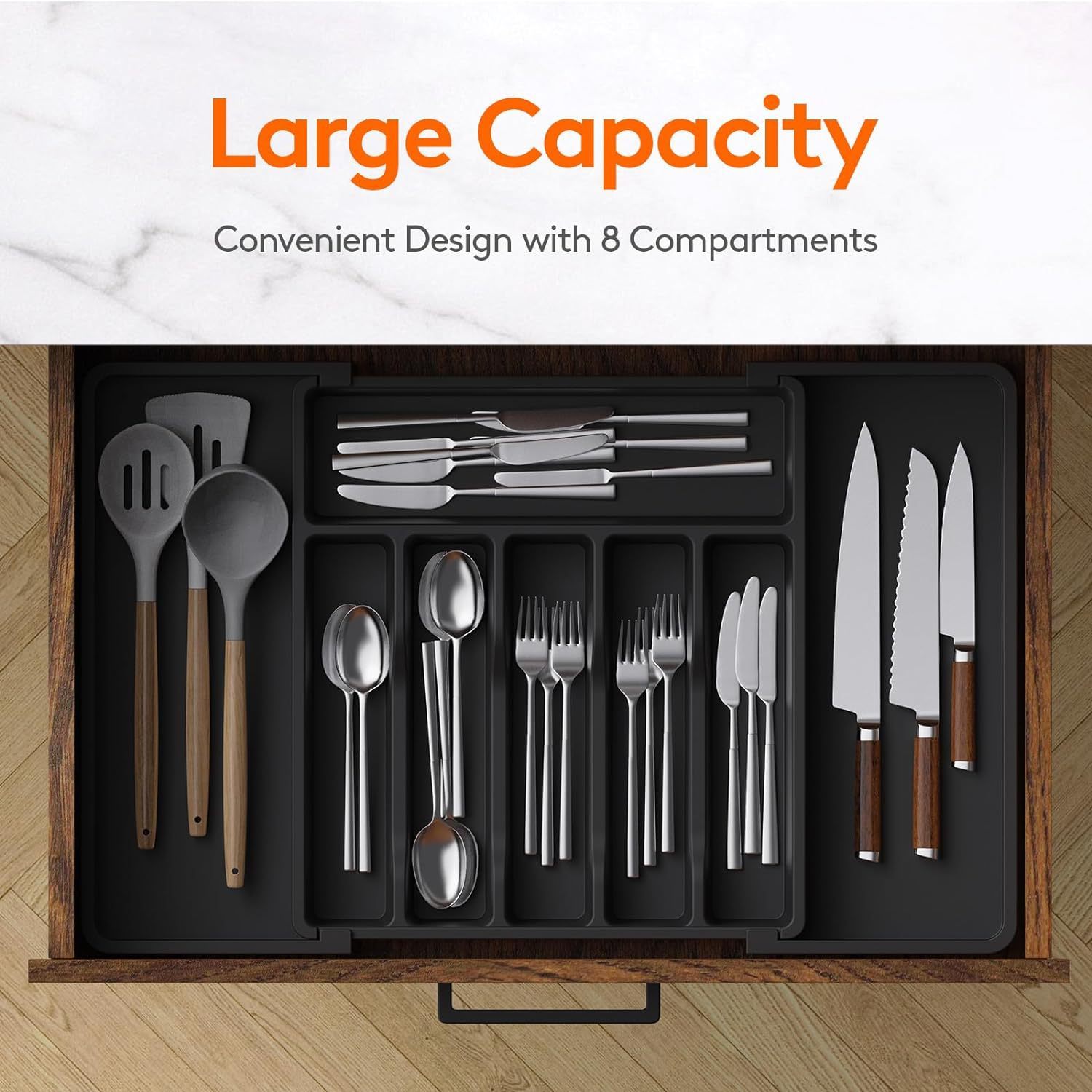 扩展餐具收纳盒家用便携伸缩收纳盘Expandable Utensil Tray 跨境