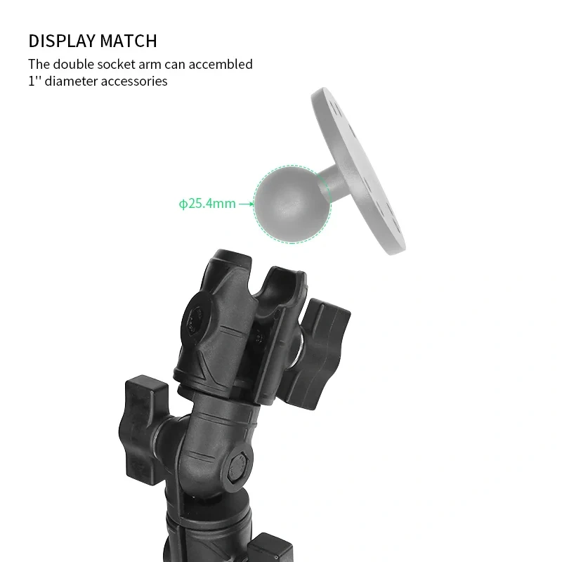VIN mountS Double Socket with 360° Swivel Arm for 1" Ball Bases VIN-B-DLG-03