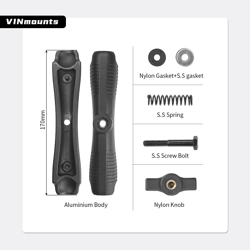 VIN Mounts Heavy Duty Aluminum Double Socket 1" Ball Mount Arm VIN-B-17