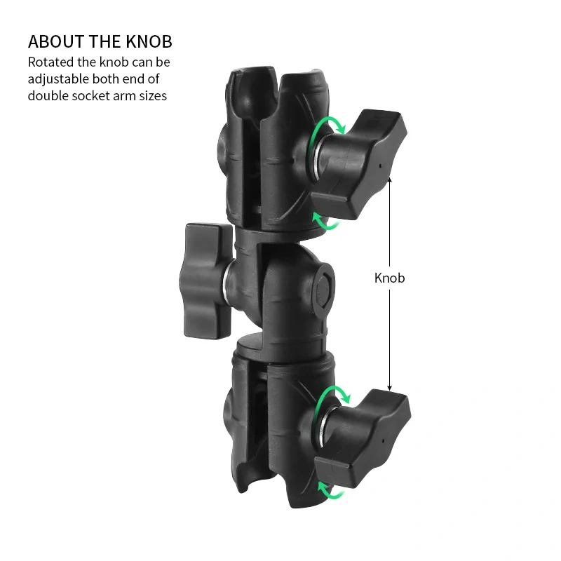 VIN mountS Double Socket with 360° Swivel Arm for 1" Ball Bases VIN-B-DLG-03
