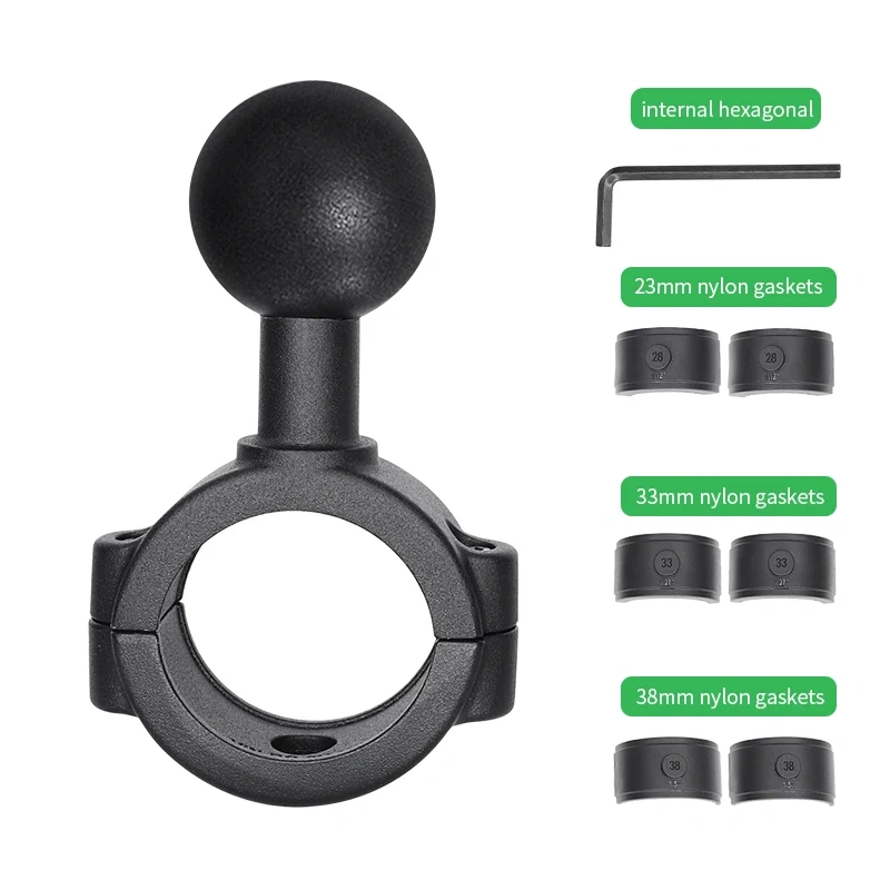 Medium-sized tubular guide Rail Base with B size 1" or C size 1.5" ball for Handlebar for RAM mounts VIN-BC-3U-1/VIN-BC-3U-1.5