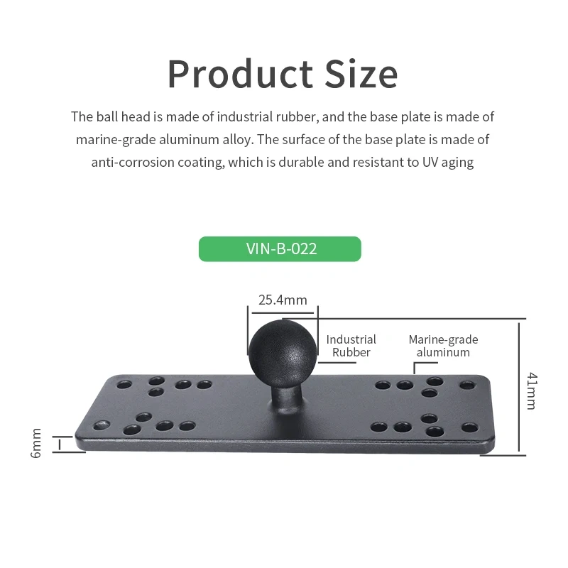 1'' Ball Fish Finder Mount Plate Aluminum Alloy Universal Marine Electronic Plate for  Fit for ram mounts VIN-B-022