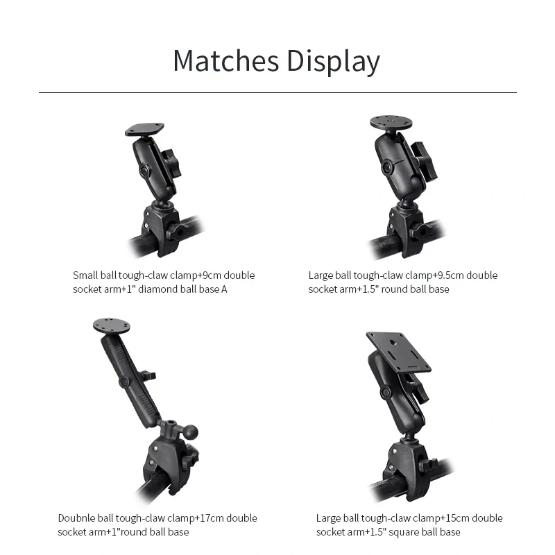 VIN mounts 18-50mm clamping diameter Double ball Tough-claw Clamp Mount for Bike Bicycle Motorcycle Handlebar VIN-B-DZJ04