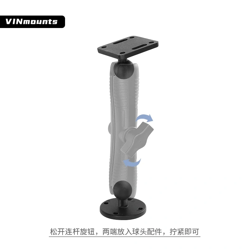 VINmounts 1'' Ball Mount Base with Aluminum Alloy 4-Hole  Square Plate & 1'' Rubber Ball Adapter for ram mounts VIN-B-006