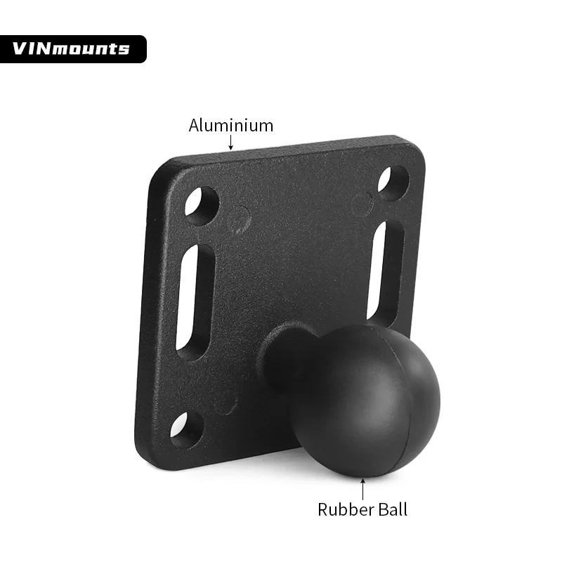 VINmounts 1'' Ball Mount Base with Aluminum Alloy 4-Hole  Square Plate & 1'' Rubber Ball Adapter for ram mounts VIN-B-006