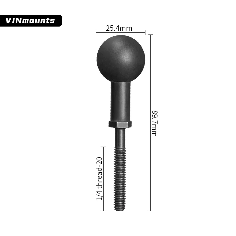 Tough-Ball Connecting rod expansion ball head bolt adapts to 1 "ball to a 1/4" -20 thread "B" size for ram mounts  VIN-B-007