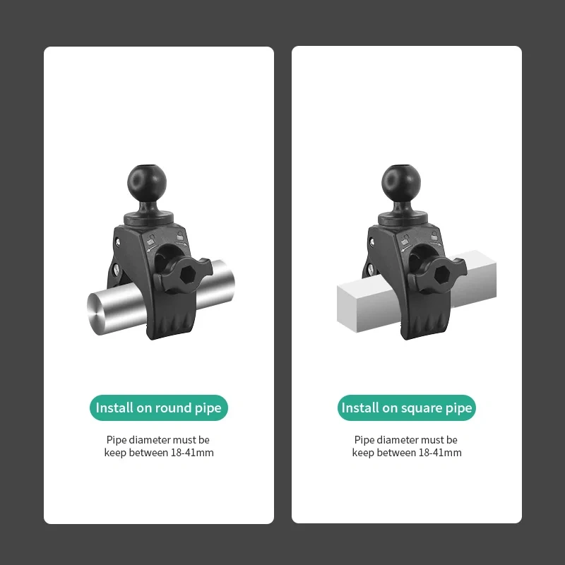 Motorcycle Bicycle Rail Mount Clamp with 360 degree Ball Mount Clip For Gopro Hero 12 11 10 9 8 For Phone Action Camera