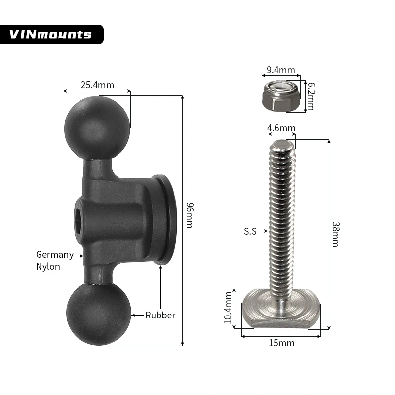 Dashboard car accessories1''B ball head Double Ball Head Adapter Extension Joint Mount Adapter Connect  for ram mounts VIN-B-012
