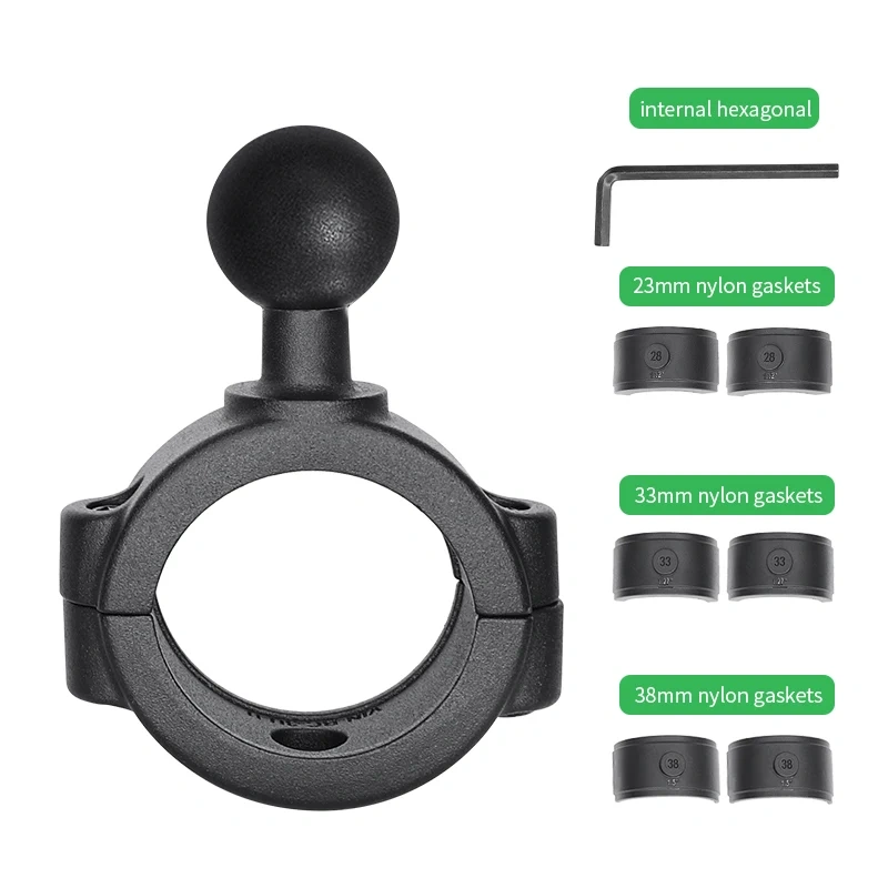 Medium-sized tubular guide Rail Base with B size 1" or C size 1.5" ball for Handlebar for RAM mounts VIN-BC-3U-1/VIN-BC-3U-1.5