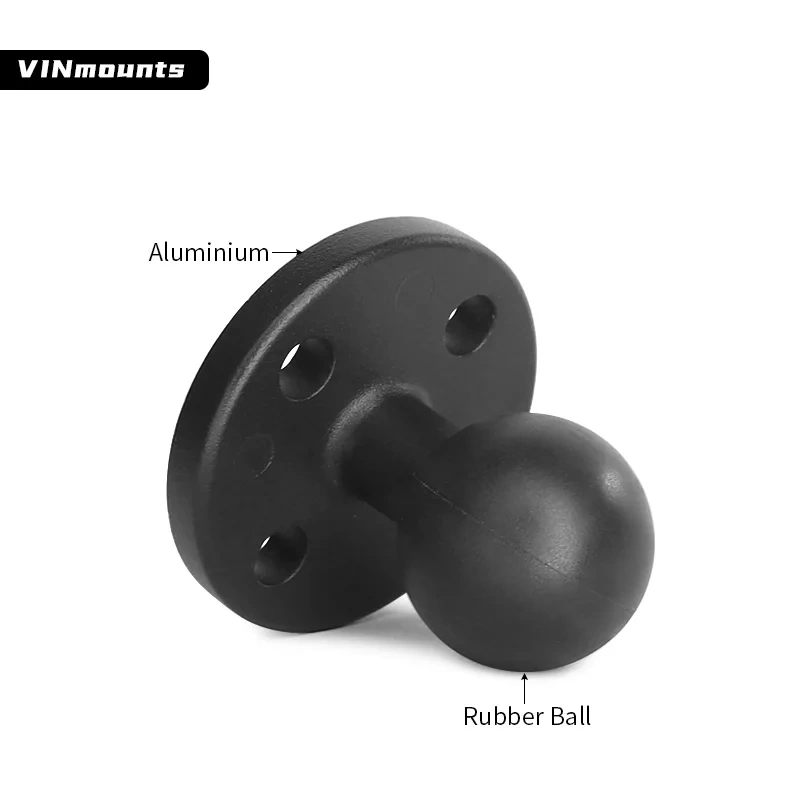 VINmounts 1'' Ball Mount Base with Aluminum Alloy 4 Hole Round Plate & 1'' Rubber Ball Adapter for ram mounts  VIN-B-005