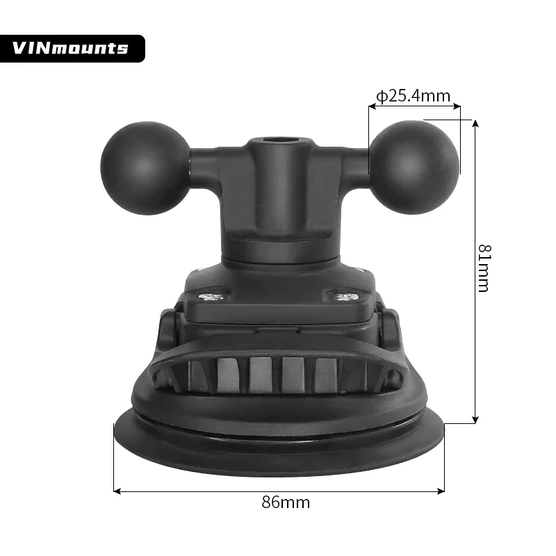 VINmounts 1" Dual Ball Twist Lock Suction Cup Base Window Mount For ram mounts/ Phones /Action Camera Accessory
