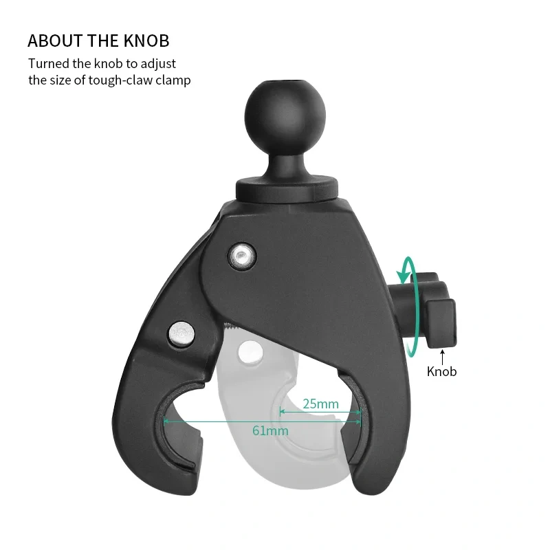 26-50mm clamping diameter Large Tough-claw Clamp mount with 1" Ball for Rail/Post/Tube VIN-B-DZJ03