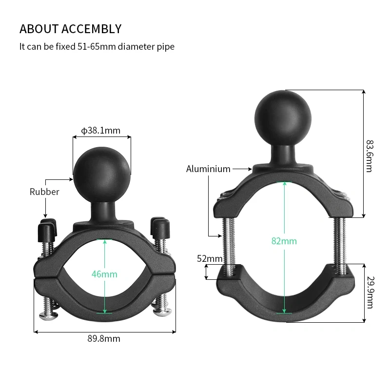 Rail Clamp Ball Base for 2''-2.5'' Rail w/C Size 1.5 Inch Ball for industrial tablet PC holder VIN-CD-GJDZ5(1.5")