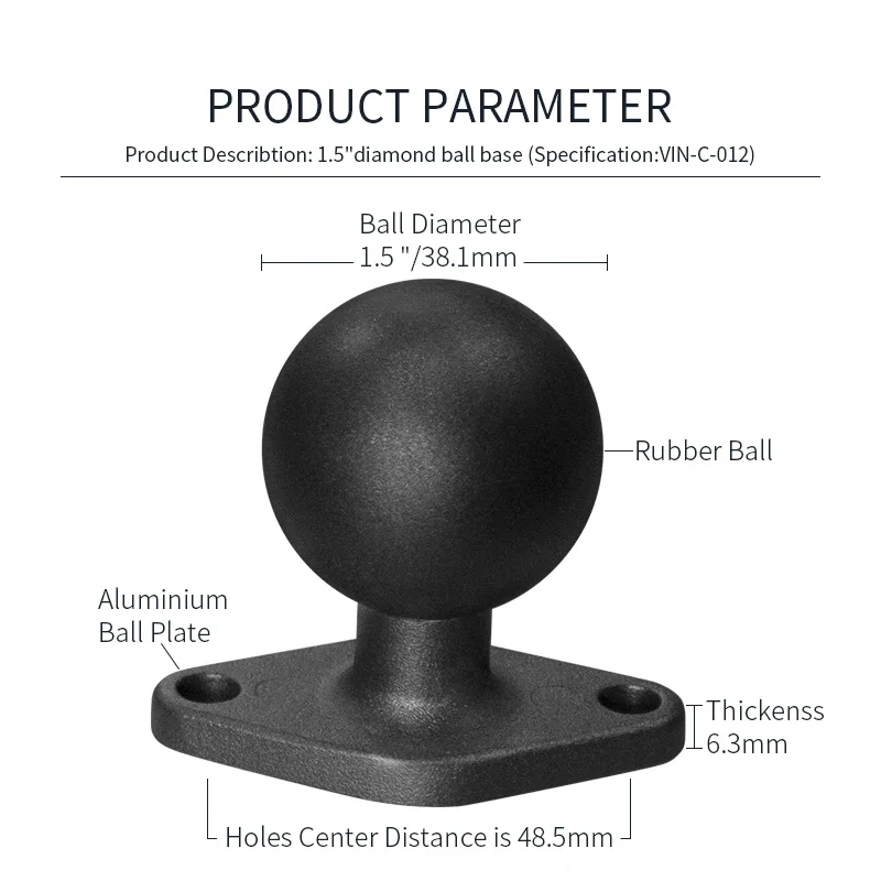 VIN mounts 1.5" Diamond Ball Base  Ball Adapter C Size for Xbox Adaptive Controller Compatible with RAM VIN-C-010