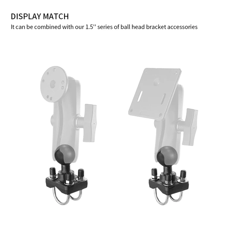 VINmounts Double U-Bolt Handlebar Rail Base with 1.5 inch Ball for Tablet mount Motorcycle/Bike/forklift/Warehouse VIN-C-006