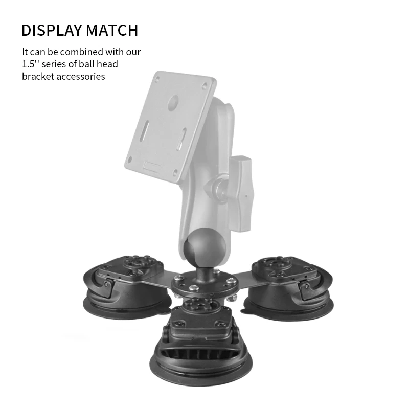 1.15" Three Double Triple Suction Cup Universal Tablet Mount for Truck /Phone Holder compatible with RAM mounts VIN-C-016