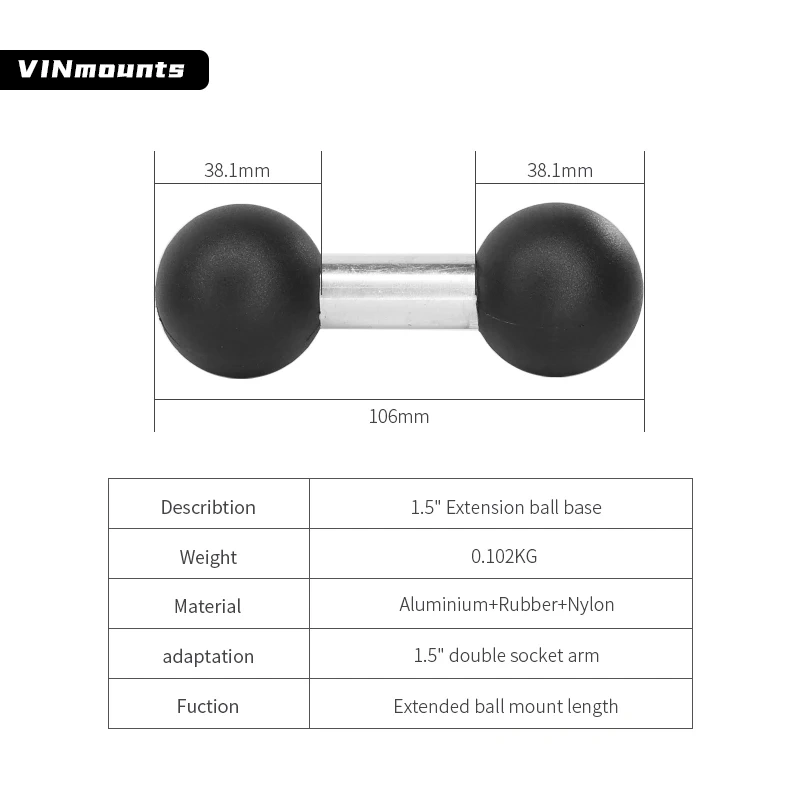 1.5'' Double Ball Adapter Compatible with C Size Forklift bridge flat bracket extension adapter ball joint aluminum alloy