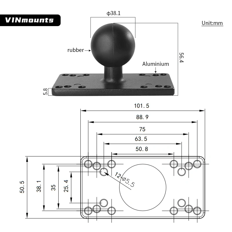 Universal hole Bracket Kayak Fishfinder Cetcher for Boat 1.5 inch Ball head Bracket Ram Mount for lowrance Fish Finder