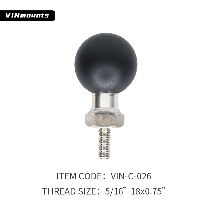 1.5" Ball Base with different Fine Pitch Male Thread for sport camera VIN-C-019 To VIN-C-033