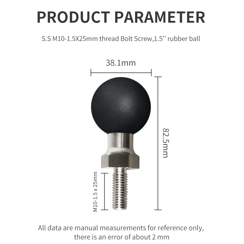 M10-1.5 x 25mm Threaded Stud Motorcycle Phone Mount Base for 360 Action Camera Mount VIN-C-018