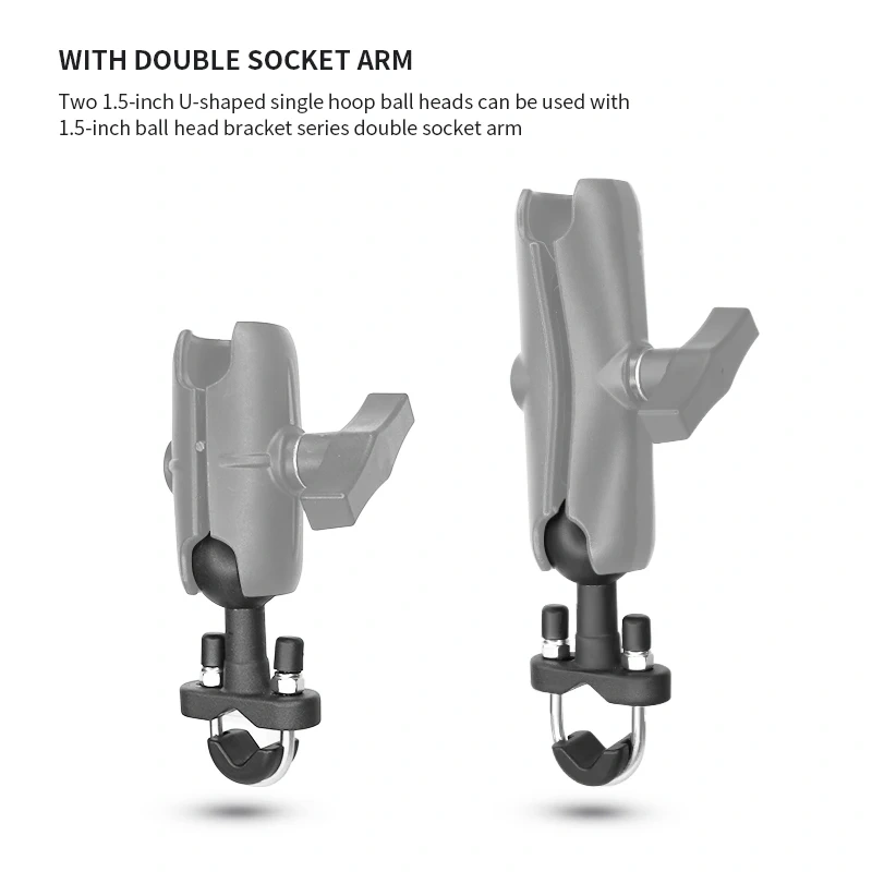 0.5" to 1.25" U-Bolt Motorcycle Handlebar Bike Rail Rod Mount Base 1.5 Inch Ball for Sport Camera Smartphone VIN-BC-1U-1.5