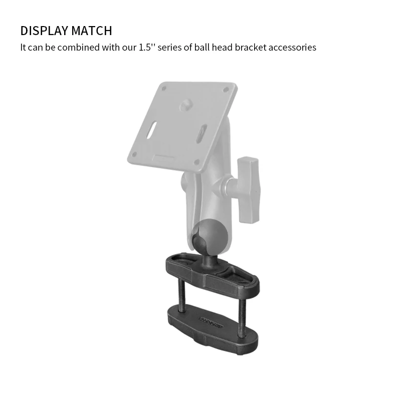 Aluminum Alloy Square Post Clamp Base Mount for Posts up to 2.7" Wide with 1.5" Diameter Rubber Ball VIN-CD-CCBZ(1.5")