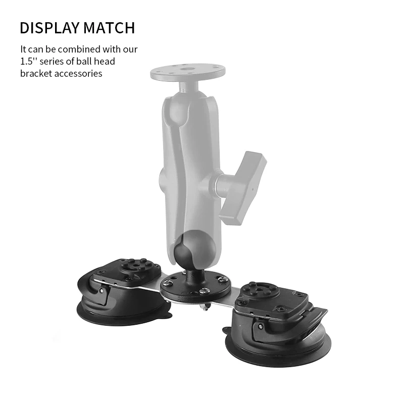 Twist-LockDual Suction Cup Base with 1.5" Ball and Straight Plate for Car Windscreen Vacuum Suction Cup VIN-C-015